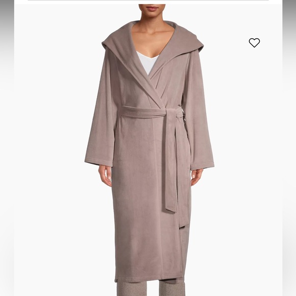 NWT Barefoot Dreams LuxeChic Belted Hooded Robe Unisex Deep Taupe Size Large - Picture 3 of 6